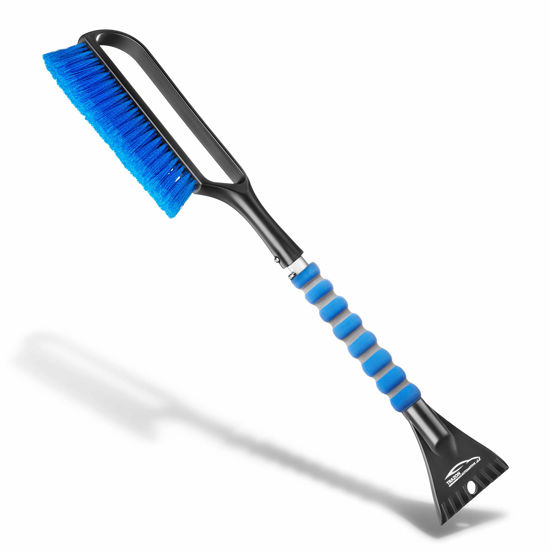 Picture of 27" Snow Brush & Ice Scrapers for Car Windshield with Foam Grip for Cars, SUV, Trucks - Detachable Сar Scraper - No Scratch - Heavy Duty Handle, Snow Broom, Remover, Easy Scraper, Blue