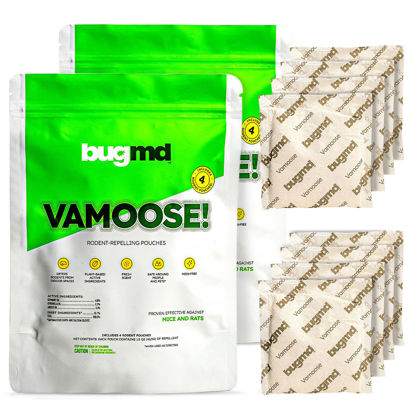 Picture of BugMD Vamoose Rodent Repellent Pouches (2 Pack, 8 Pouches) - Plant-Powered Rat Repellent, Mouse Deterrent, Indoor & Outdoor Mice Repellent, Best Mouse Repellent, Natural Rat & Mouse Repellent