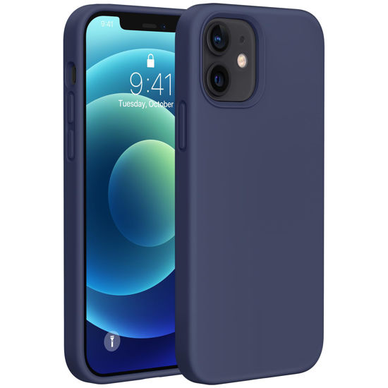 Picture of Miracase Compatible with iPhone 12 Case and iPhone 12 Pro Case, Liquid Silicone Gel Rubber Full Body Protection Shockproof Drop Protection Phone Case for iPhone 12/12 Pro 6.1 inch(Navy Blue)