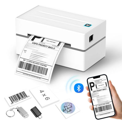 Picture of Anycash Bluetooth Thermal Shipping Label Printer, Wireless 4x6 Shipping Label Sticker Printer for Small Business and Office, Compatible with Android&iOS Windows, Used for Amazon, Shopify, Etsy USPS