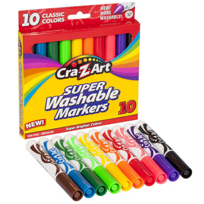 Picture of Cra-Z-Art Classic Super Washable Markers, Broad Tip, Assorted Barrel, Assorted Ink, Pack Of 10 Markers