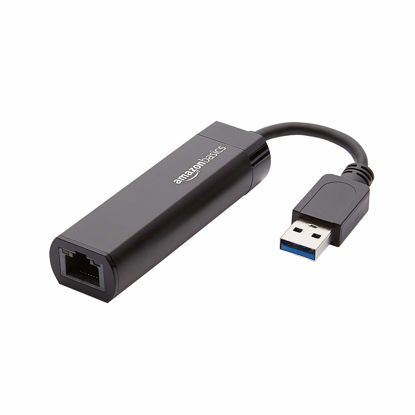 Picture of Amazon Basics USB 3.0 to 10/100/1000 Gigabit Ethernet Internet Adapter, Black