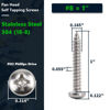 Picture of #8 x 1 (100 Pack) Stainless Steel Phillips Pan Head Wood Screws, Stainless Steel 304 (18-8), Pan Head Sheet Metal Screws Self Tapping Screws