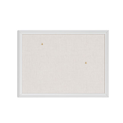 Picture of U Brands Farmhouse Linen Bulletin Board, 23"x17", White Wood Style Frame, Industrial Grade Pinning Surface