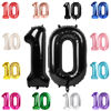 Picture of 10 Balloon Number, Black Number 10th Birthday Balloons 40 Inch, 10 Years Old Black Birthday Decorations for Boys Girls, 10th Anniversary Decorations