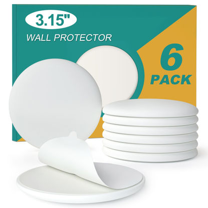 Picture of [3.15"] Door Stoppers Wall Protector, 6 Pcs Large White Silicone Door Bumpers with Strong Thickened Adhesive,Shock Absorbent Door Knobs Wall Protectors to Cover up Damage and Protect Wall Surfaces