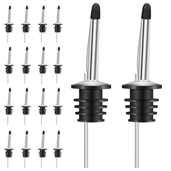 Picture of 24 Pack Liquor Pour Spouts Set - Stainless Steel bottle spout and Liquor Pourers Dust Caps Covers