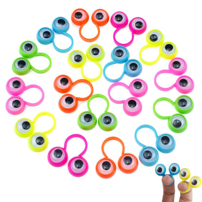 Picture of 100 PCS Eye Finger Puppets Toys Set, Wiggly Eyeball Finger Puppet Eye On Rings for Kids, Party Favors for Boys Girls