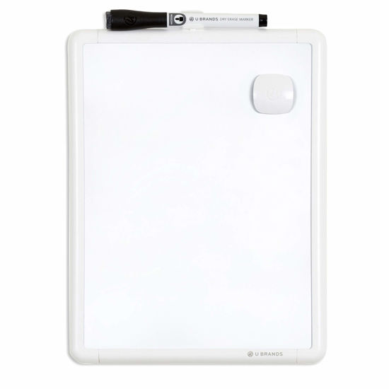 Picture of U Brands Contempo Magnetic Dry Erase Board, 8.5"x11", White Modern Frame, Includes Magnet and Marker