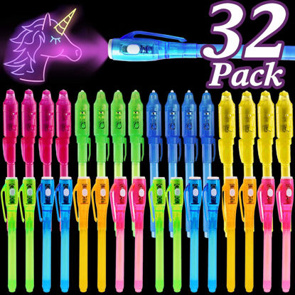 Picture of [ 2 Style ] 32 Pack Valentines Day Gifts for Kids Classroom Invisible Ink Pen with UV Black Light Secret Spy Pens Magic Disappearing Ink Markers School Supplies Kids Party Favors Boys Girls Exchange