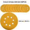 Picture of Aiyard 5-Inch 8-Hole Hook and Loop Sanding Discs 220-Grit Random Orbit Sandpaper, 50-Pack