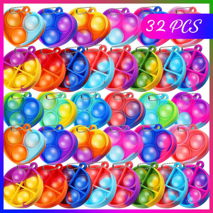 Picture of LIAM&AVA Party Favors Pop Fidget Keychain - 32 Pack Mini Fidget Toys Bulk for Kids 4-8 & 8-12 Years, Bubbles Poppers Goodie Bag Stuffers for Classroom Prizes & Sensory Birthday Gifts