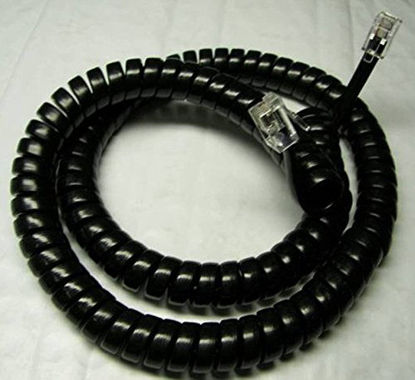 Picture of Black Medium Length Vtech Compatible Handset Receiver Cord CM18445 AM18447 CS6649 CS6949 Corded Phone Eris Business System UP406 UP416 Console SIP VSP608 VSP715 VSP725 Curly Coil 9 Ft by DIY-BizPhones