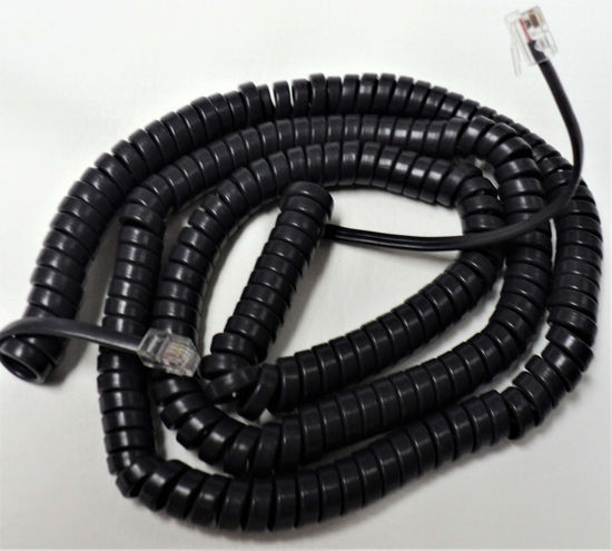 Picture of DIY-BizPhones Gray 25' Ft Cisco Compatible Long Handset Receiver Cord IP Phone 7800 7900 8800 SPA Series 7841 7861 7940 7941 7942 7945 7960 7961 7962 8841 8851 Charcoal Curly Coil