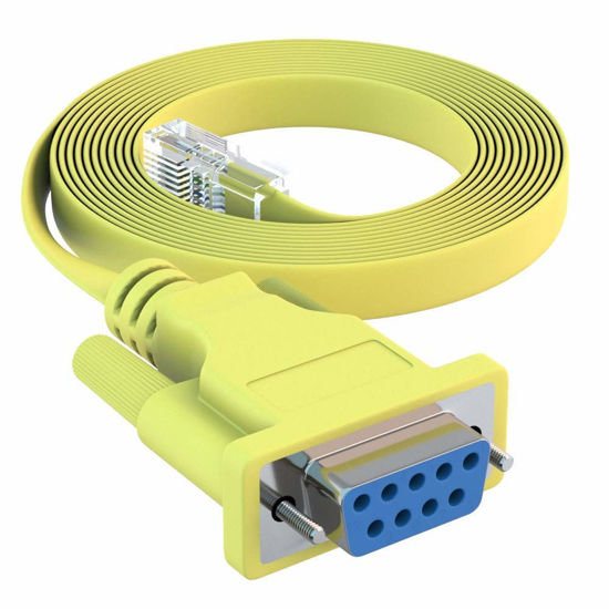 Picture of CableRack 6ft DB9 Female to RJ45 Male Rollover Console Cable for Cisco Yellow