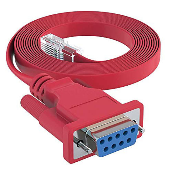 Picture of CableRack 6ft DB9 Female to RJ45 Male Rollover Console Cable for Cisco Red