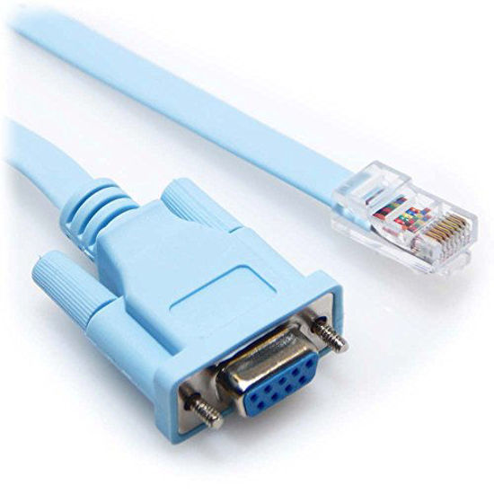 Picture of 7 Foot Blue DB9 Female to RJ45 Male Rollover Console Cable for Cisco by CableRack