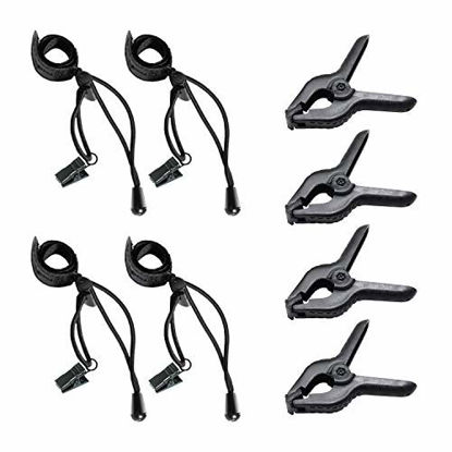 Picture of JS JULIUS STUDIO 4 pcs Backdrop Background Multifunctional Holder, 4 pcs 3.75" Spring Clamp for Photo Video Studio Shoot Photography, JSAG708