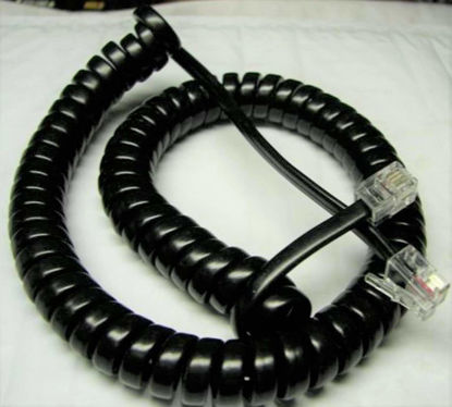 Picture of DIY-BizPhones 5-Pack Black Cisco Compatible 9 Ft Handset Cords for 6900-series Phone 6901 6911 6921 6941 6945 6961 IP Receiver Curly Coil Lot