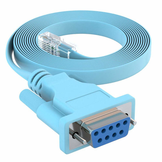 Picture of CableRack 15ft DB9 Female to RJ45 Male Rollover Console Cable for Cisco Baby Blue