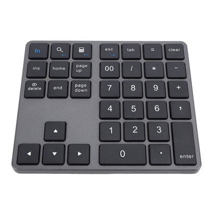 Picture of Heayzoki BT Number Pad, USB C Rechargeable 2.4G Numeric Keypad, External 35 Keys Keyboard with Receiver, for Smartphones, Laptops, Desktops, Tablets (Grey)