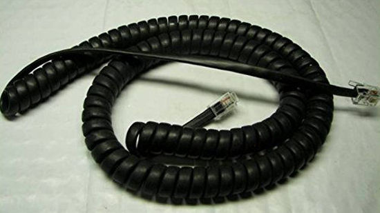 Picture of 5 Pack of Black 12' Ft Polycom Compatible Handset Receiver Cord IP Phone VVX Series VVX300 VVX310 VVX400 VVX410 VVX500 VVX600 VVX601 VoIP Factory Sealed Bag Curly Coil Tail/Lead Lot by DIY-BizPhones