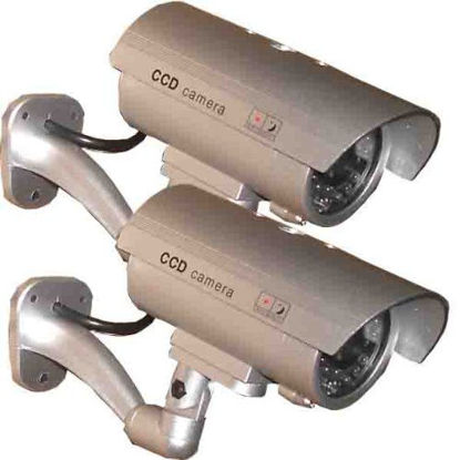 Picture of 2 Pack - USAHITEC JYtrend (TM) Outdoor Dummy Fake Security Camera with Inflared LEDs Blinking Light, Silver