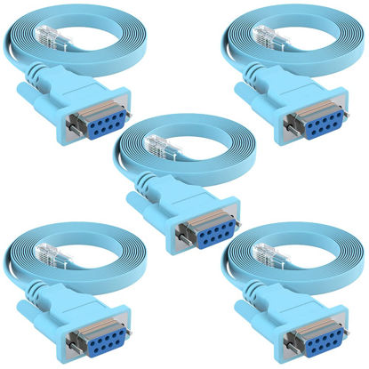 Picture of CableRack 6ft Rollover Console Cable DB9 Female to RJ45 Male for Cisco 72-3383-01 Baby Blue (5-Pack)