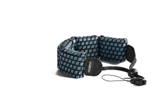 Picture of OM SYSTEM OLYMPUS Fashion Float Strap for Camera (Black with Blue Design)