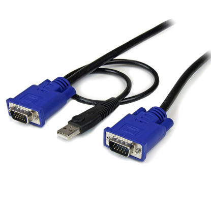 Picture of StarTech.com 15 ft 2-in-1 Ultra Thin USB KVM Cable - Video / USB cable - USB, HD-15 (VGA) (M) to HD-15 (VGA) (M) - 15 ft - black - SVECONUS15