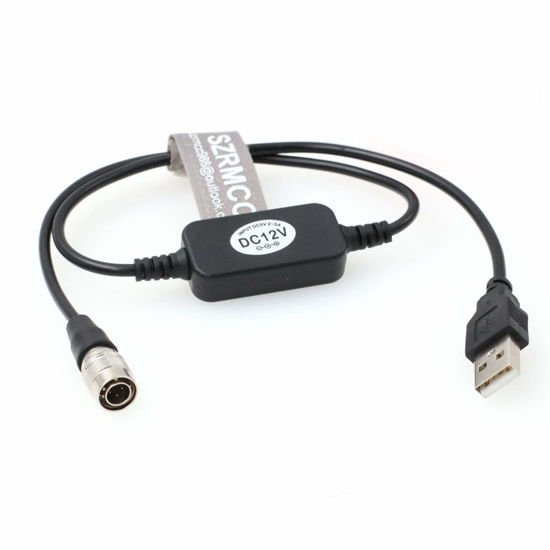 Picture of SZRMCC USB 5V 2A Mobile Power Bank to Hirose 4 Pin with Boost 12V Cable for Sound Devices 688 644 633 Zoom F4 F8 Zaxcom