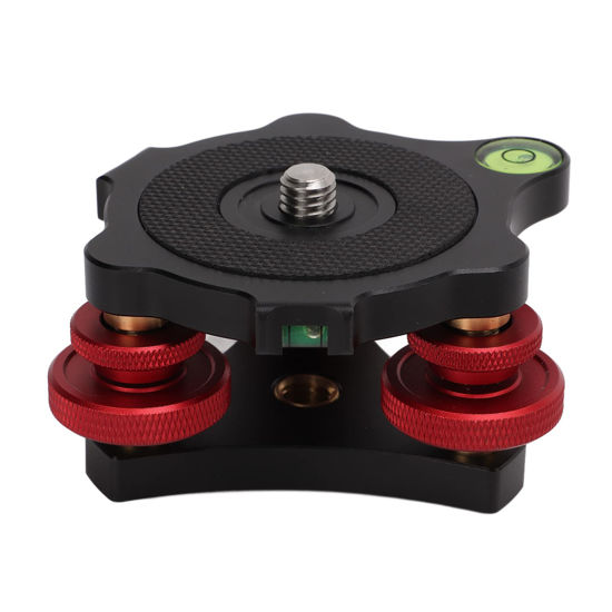 Picture of LP‑64 Leveling Base, Anodic Oxidation Black Triple Wheel Leveler Bubble Level Adjusting Multi Directional for Ball Head for SLR Camera