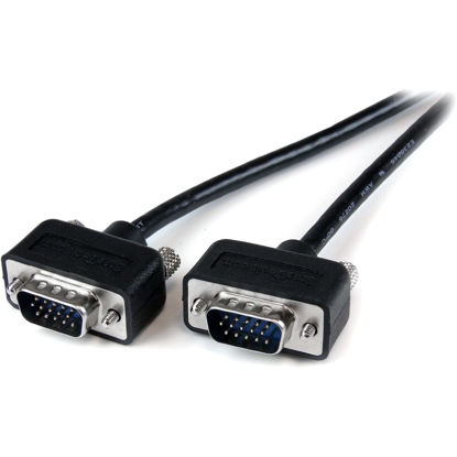 Picture of StarTech.com 10 ft. (3 m) VGA to VGA Cable - HD15 Male to HD15 Male - Coaxial High Resolution - Low Profile - VGA Monitor Cable (MXT101MMLP10) , Black