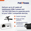 Picture of PoE Texas PoE to USB-C Power & Separate Data Delivery Kit - USB Type C Power Delivery Kit with Max Output of 41 Watts, Compatible with Dell, HP, Chromebook, & More Laptops