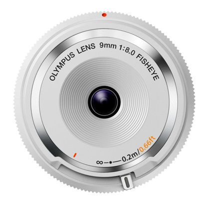 Picture of Olympus 9mm 1:8.0 Fish Eye Body Cap Lens, Suitable for All MFT Cameras - White