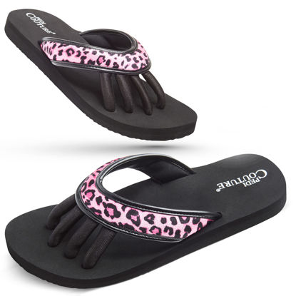 Picture of Pedi Couture Pedicure Sandals for Women - Toe Separator Slippers - Black Leopard - Medium (7-8)